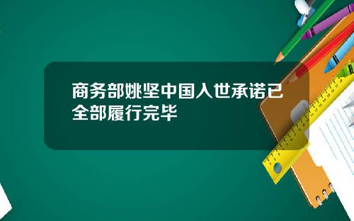 商务部姚坚中国入世承诺已全部履行完毕