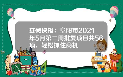 安徽快报：阜阳市2021年5月第二周批复项目共56项，轻松抓住商机