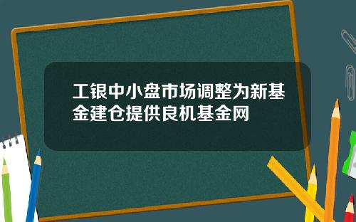 工银中小盘市场调整为新基金建仓提供良机基金网