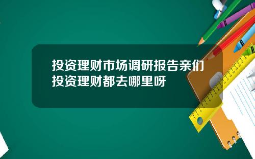 投资理财市场调研报告亲们投资理财都去哪里呀