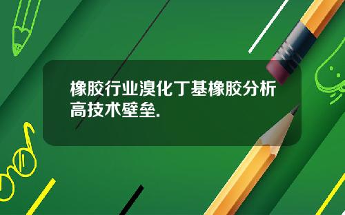 橡胶行业溴化丁基橡胶分析高技术壁垒.