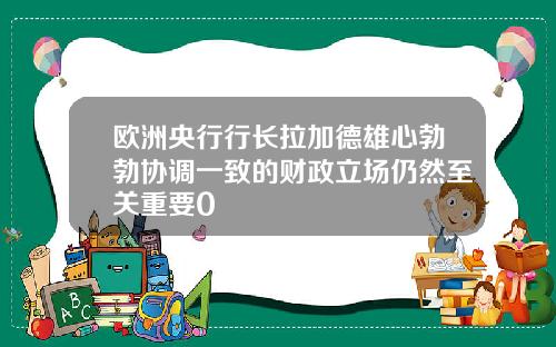 欧洲央行行长拉加德雄心勃勃协调一致的财政立场仍然至关重要0