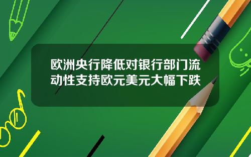 欧洲央行降低对银行部门流动性支持欧元美元大幅下跌