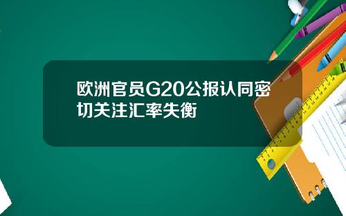 欧洲官员G20公报认同密切关注汇率失衡