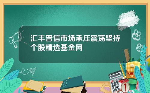 汇丰晋信市场承压震荡坚持个股精选基金网