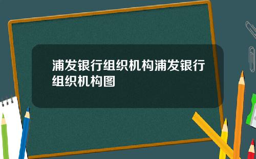 浦发银行组织机构浦发银行组织机构图