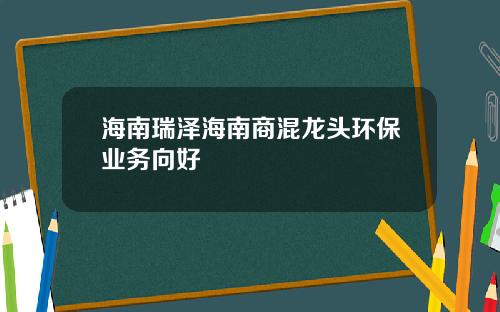 海南瑞泽海南商混龙头环保业务向好