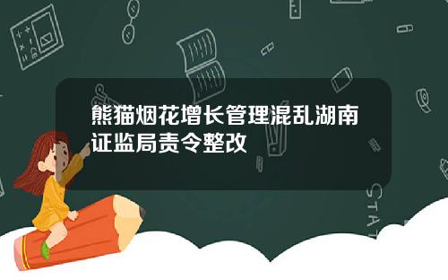 熊猫烟花增长管理混乱湖南证监局责令整改