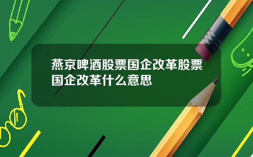 燕京啤酒股票国企改革股票国企改革什么意思