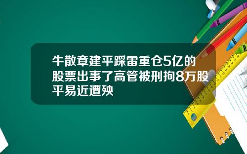 牛散章建平踩雷重仓5亿的股票出事了高管被刑拘8万股平易近遭殃