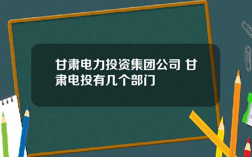 甘肃电力投资集团公司 甘肃电投有几个部门