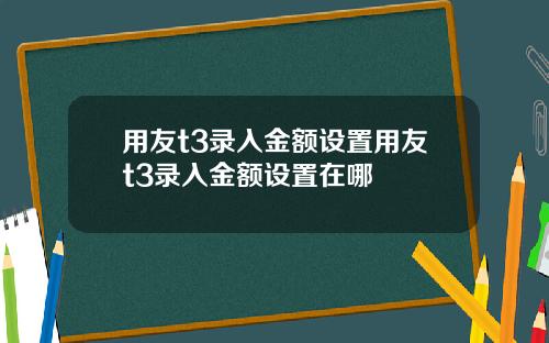 用友t3录入金额设置用友t3录入金额设置在哪