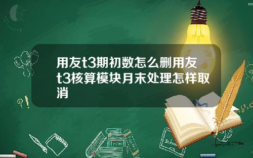 用友t3期初数怎么删用友t3核算模块月末处理怎样取消