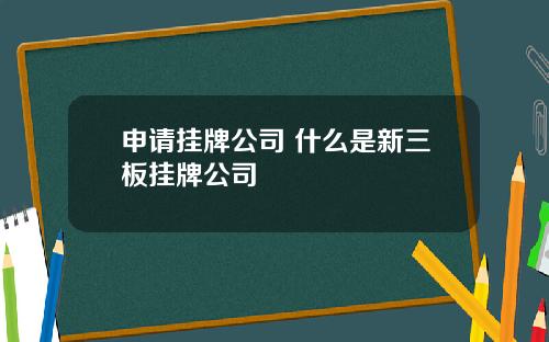 申请挂牌公司 什么是新三板挂牌公司