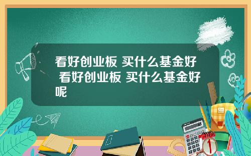 看好创业板 买什么基金好 看好创业板 买什么基金好呢