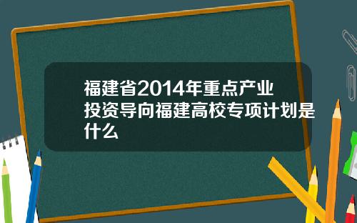 福建省2014年重点产业投资导向福建高校专项计划是什么