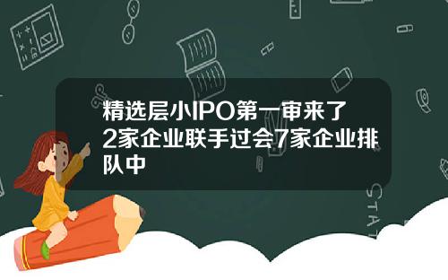 精选层小IPO第一审来了2家企业联手过会7家企业排队中