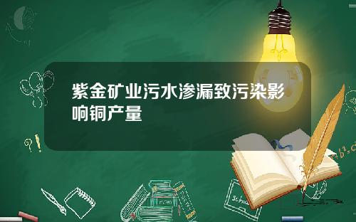 紫金矿业污水渗漏致污染影响铜产量