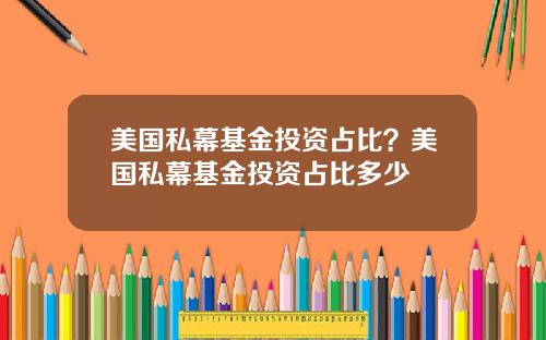 美国私幕基金投资占比？美国私幕基金投资占比多少