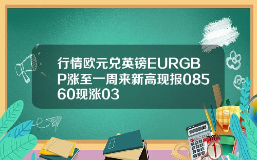 行情欧元兑英镑EURGBP涨至一周来新高现报08560现涨03