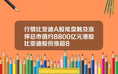 行情比亚迪A股尾盘触及涨停总市值约8800亿元港股比亚迪股份涨超8