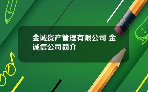 金诚资产管理有限公司 金诚信公司简介