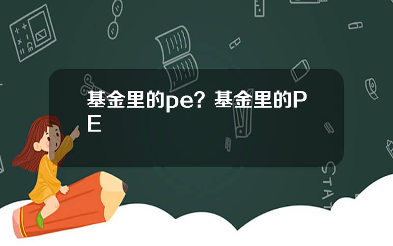 基金里的pe？基金里的PE