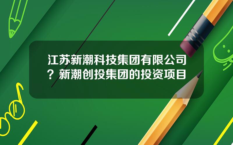 江苏新潮科技集团有限公司？新潮创投集团的投资项目