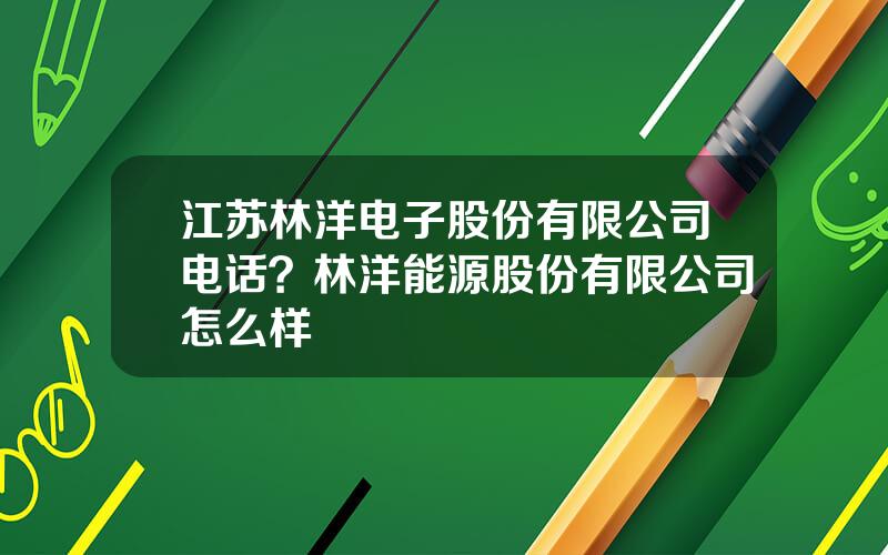 江苏林洋电子股份有限公司电话？林洋能源股份有限公司怎么样