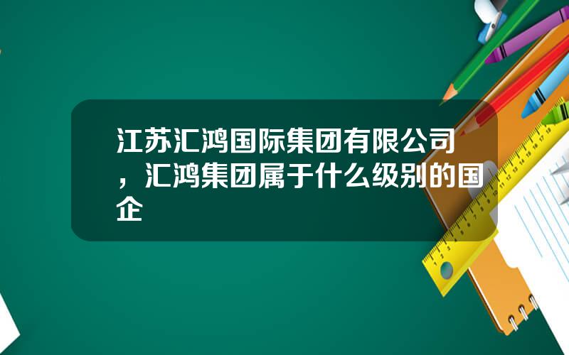 江苏汇鸿国际集团有限公司，汇鸿集团属于什么级别的国企