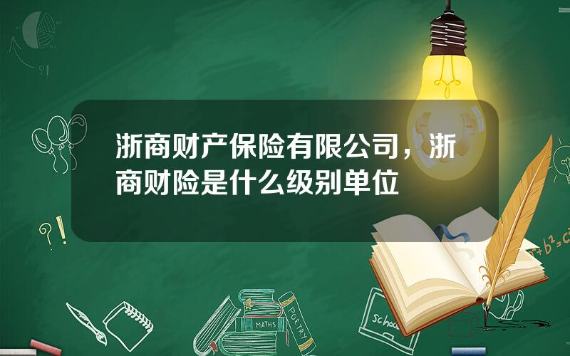 浙商财产保险有限公司，浙商财险是什么级别单位