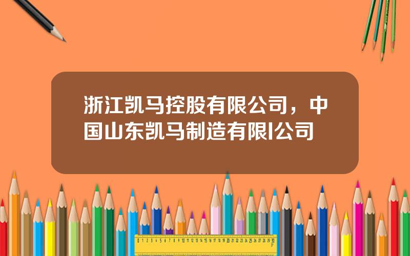 浙江凯马控股有限公司，中国山东凯马制造有限I公司