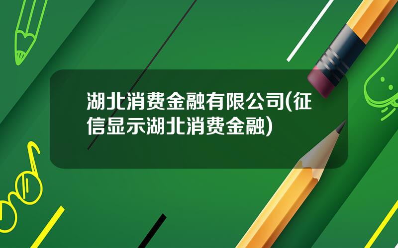 湖北消费金融有限公司(征信显示湖北消费金融)