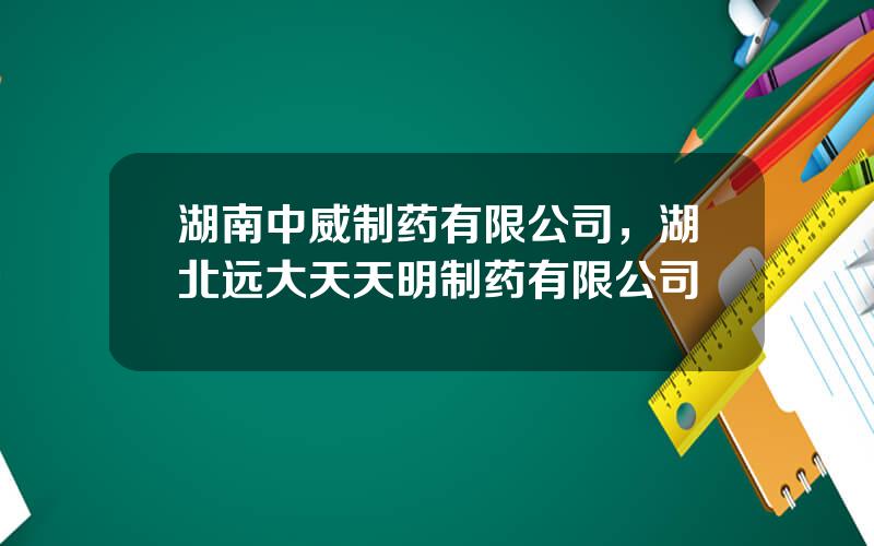 湖南中威制药有限公司，湖北远大天天明制药有限公司