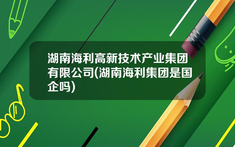 湖南海利高新技术产业集团有限公司(湖南海利集团是国企吗)