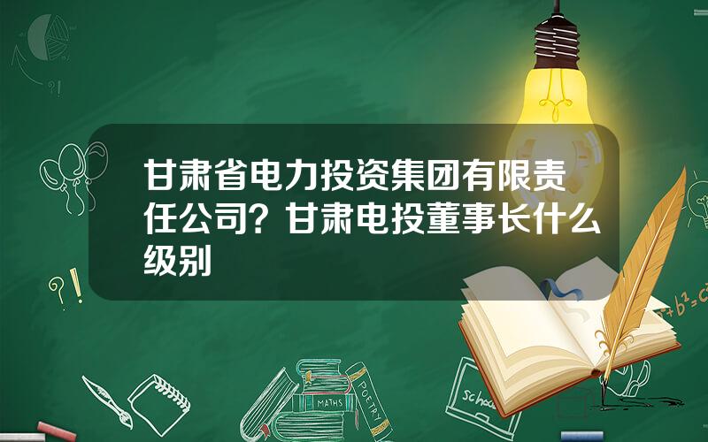 甘肃省电力投资集团有限责任公司？甘肃电投董事长什么级别