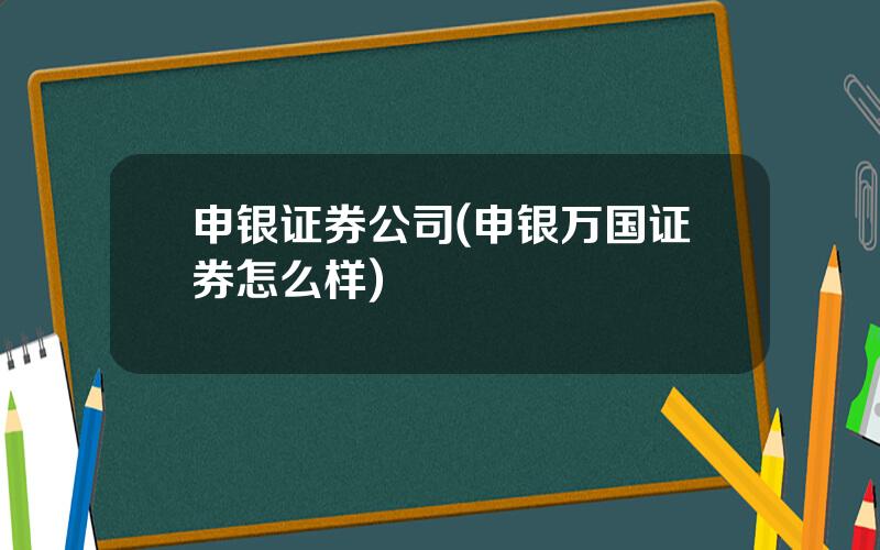 申银证券公司(申银万国证券怎么样)