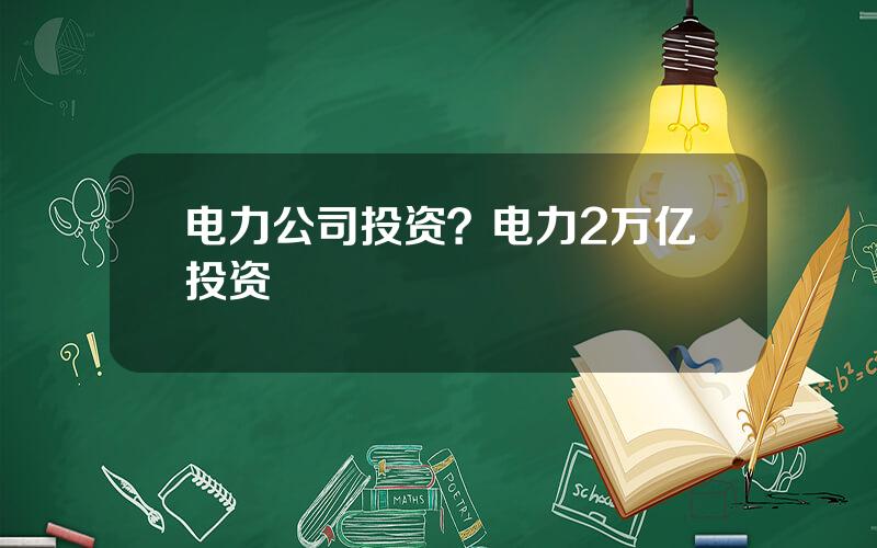 电力公司投资？电力2万亿投资