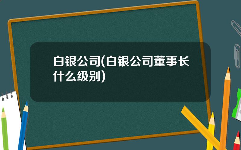 白银公司(白银公司董事长什么级别)