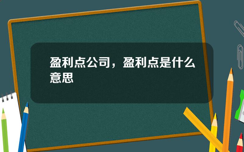 盈利点公司，盈利点是什么意思