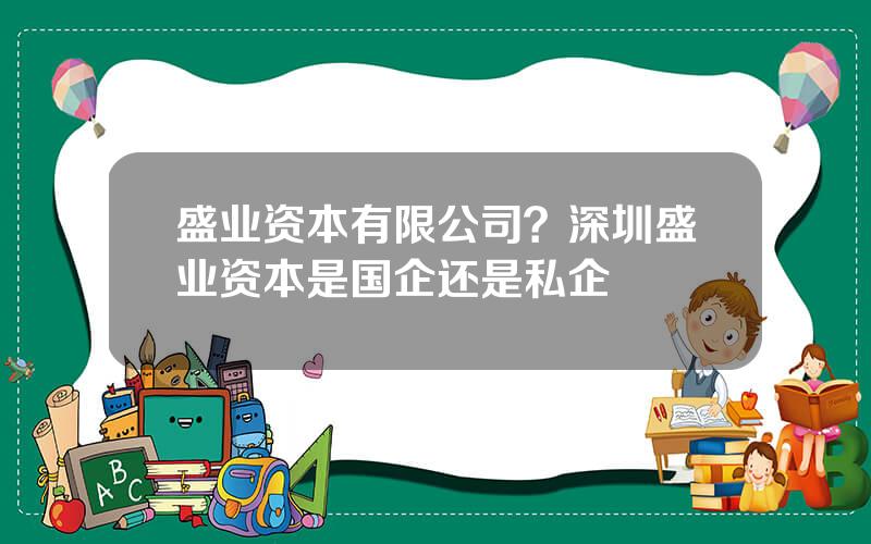 盛业资本有限公司？深圳盛业资本是国企还是私企