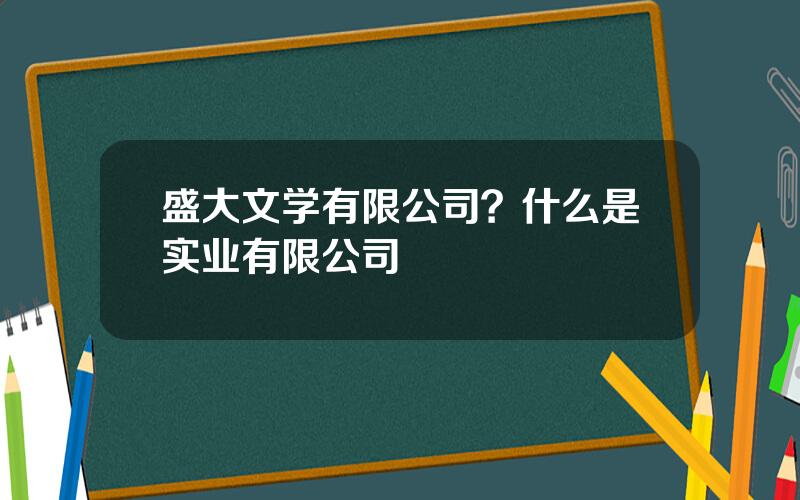 盛大文学有限公司？什么是实业有限公司