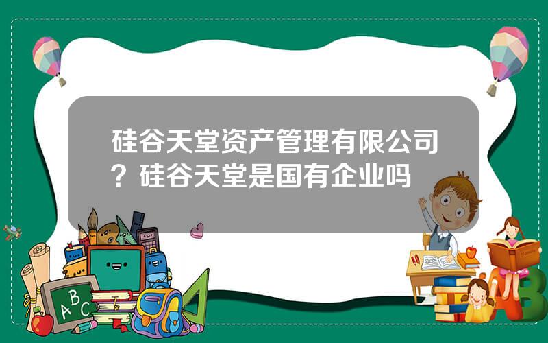 硅谷天堂资产管理有限公司？硅谷天堂是国有企业吗