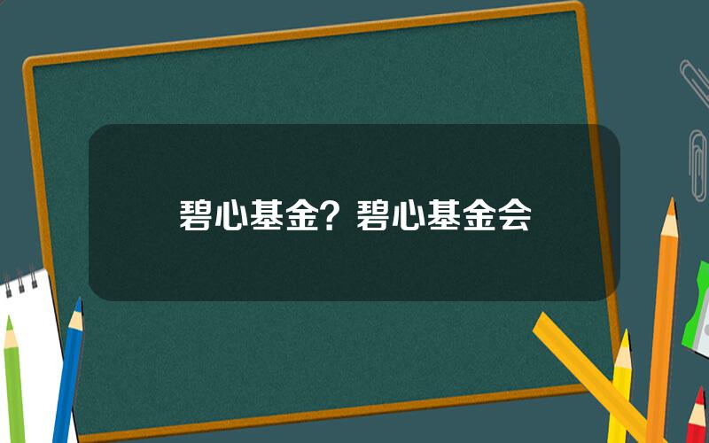 碧心基金？碧心基金会