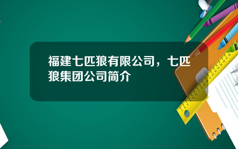 福建七匹狼有限公司，七匹狼集团公司简介