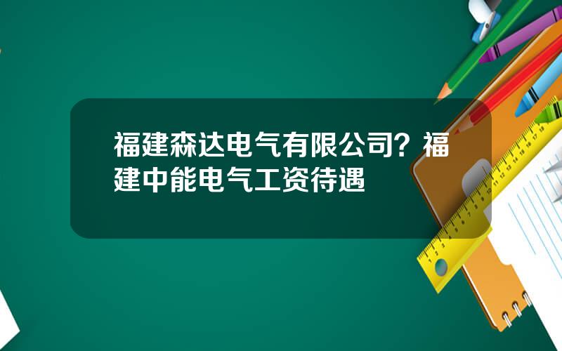 福建森达电气有限公司？福建中能电气工资待遇