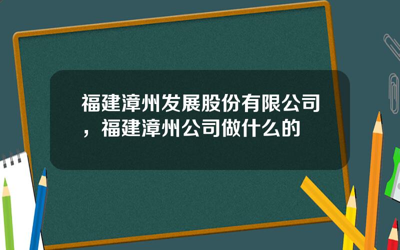 福建漳州发展股份有限公司，福建漳州公司做什么的