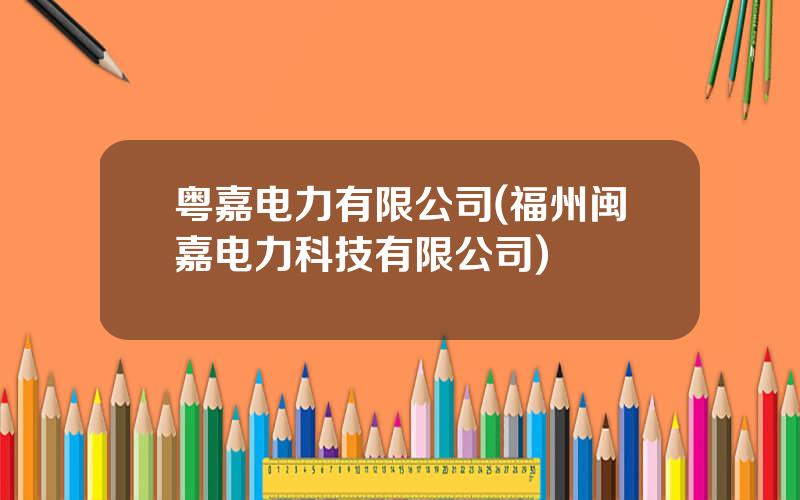 粤嘉电力有限公司(福州闽嘉电力科技有限公司)