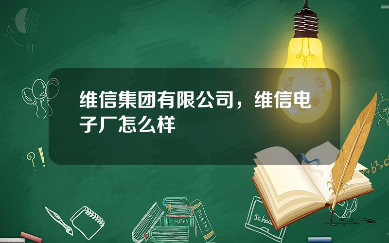 维信集团有限公司，维信电子厂怎么样