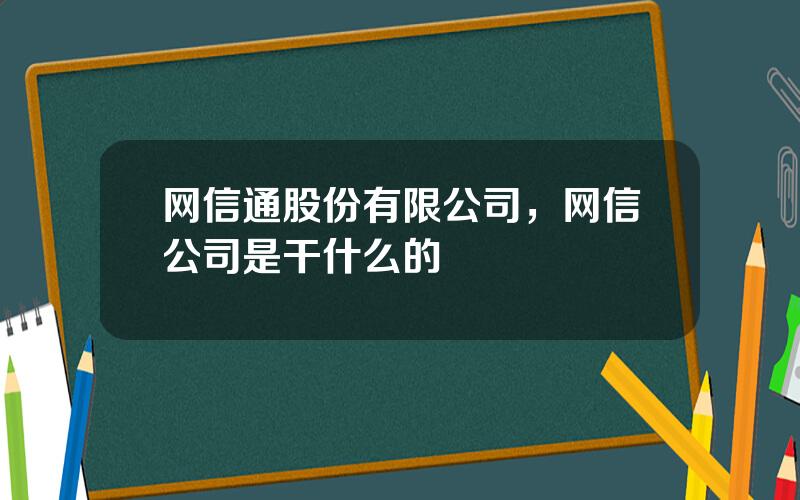 网信通股份有限公司，网信公司是干什么的